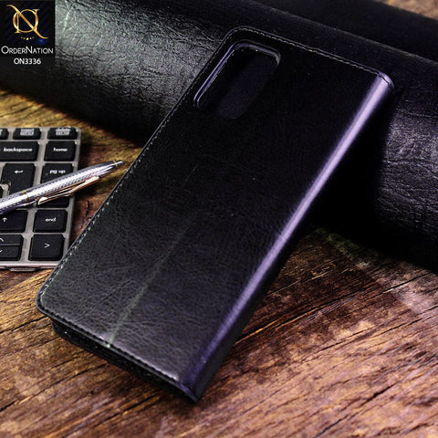 Xiaomi Redmi Note 9 4G Cover - Black - Rich Boss Leather Texture Soft Flip Book Case