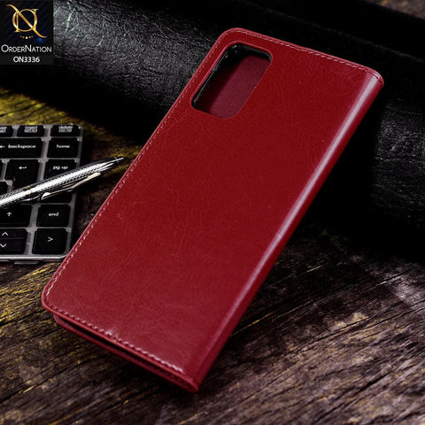 Xiaomi Redmi 9T Cover - Red - Rich Boss Leather Texture Soft Flip Book Case