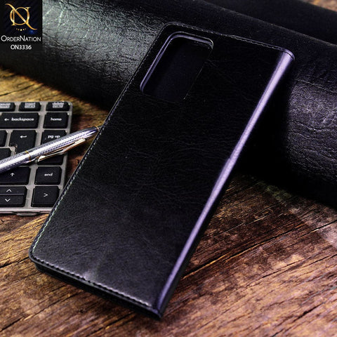 Xiaomi Redmi Note 10 4G Cover - Black - Rich Boss Leather Texture Soft Flip Book Case