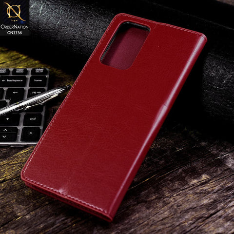 Xiaomi Redmi Note 10 4G Cover - Red - Rich Boss Leather Texture Soft Flip Book Case