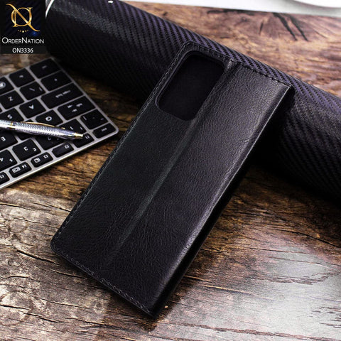 Xiaomi Redmi Note 11 Pro Plus 5G Cover - Black - Rich Boss Leather Texture Soft Flip Book Case