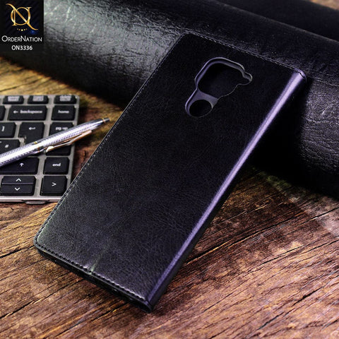 Xiaomi Redmi 10X 4G Cover - Black - Rich Boss Leather Texture Soft Flip Book Case