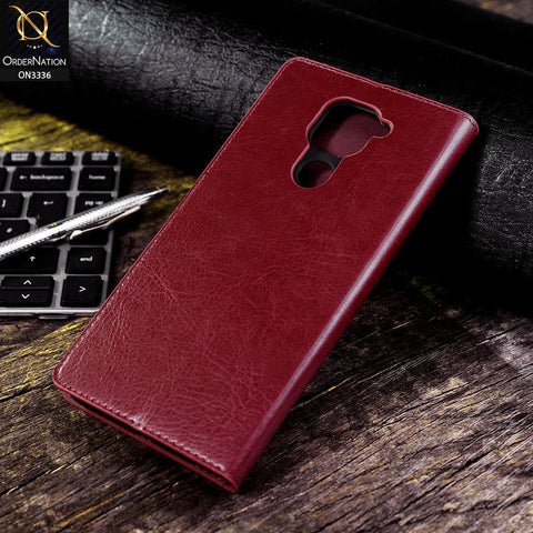Xiaomi Redmi 10X 4G Cover - Red - Rich Boss Leather Texture Soft Flip Book Case