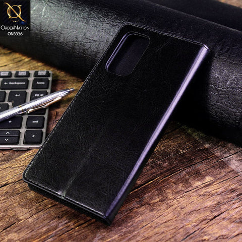 Oppo Reno 5 4G Cover - Black - Rich Boss Leather Texture Soft Flip Book Case