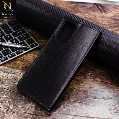 Oppo Reno 6 Cover - Black - Rich Boss Leather Texture Soft Flip Book Case