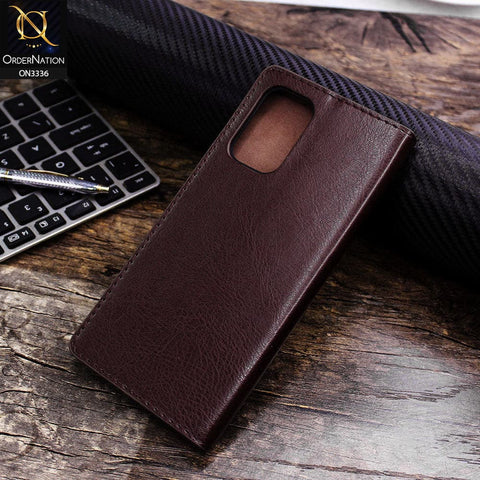 Oppo Reno 6 Cover - Dark Brown - Rich Boss Leather Texture Soft Flip Book Case