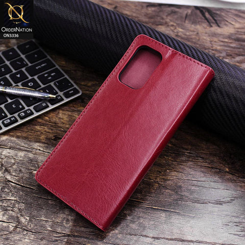 Oppo Reno 6 Cover - Red - Rich Boss Leather Texture Soft Flip Book Case