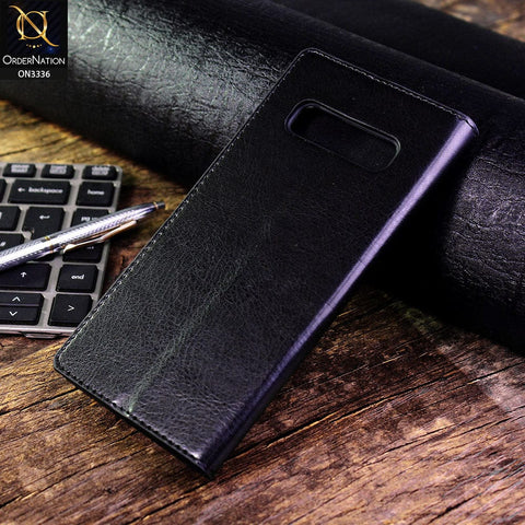 Samsung Galaxy S10 5G Cover - Black - Rich Boss Leather Texture Soft Flip Book Case