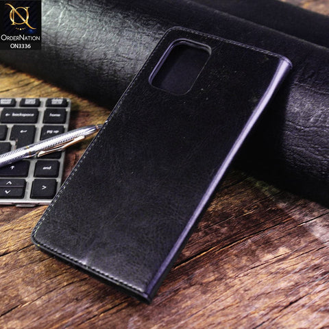Samsung Galaxy M80s Cover - Black - Rich Boss Leather Texture Soft Flip Book Case
