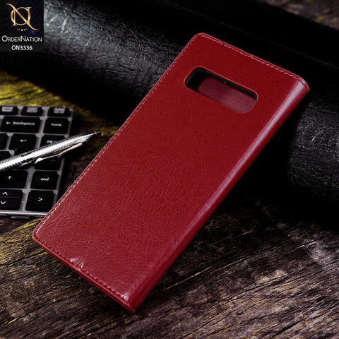 Samsung Galaxy S10 Plus Cover - Red - Rich Boss Leather Texture Soft Flip Book Case