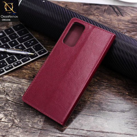 Samsung Galaxy S20 FE Cover - Red - Rich Boss Leather Texture Soft Flip Book Case