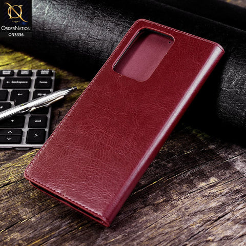 Samsung Galaxy S20 Ultra Cover - Red - Rich Boss Leather Texture Soft Flip Book Case