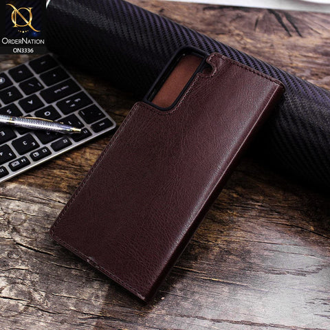 Samsung Galaxy S22 Plus 5G Cover - Dark Brown - Rich Boss Leather Texture Soft Flip Book Case