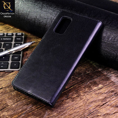 Vivo V19 Neo Cover - Black - Rich Boss Leather Texture Soft Flip Book Case