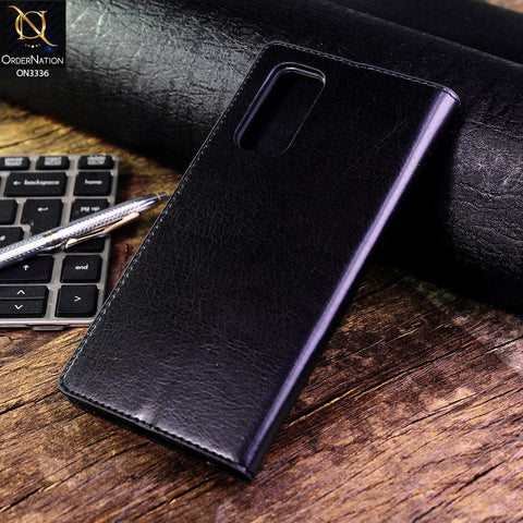 Vivo V19 Cover - Black - Rich Boss Leather Texture Soft Flip Book Case