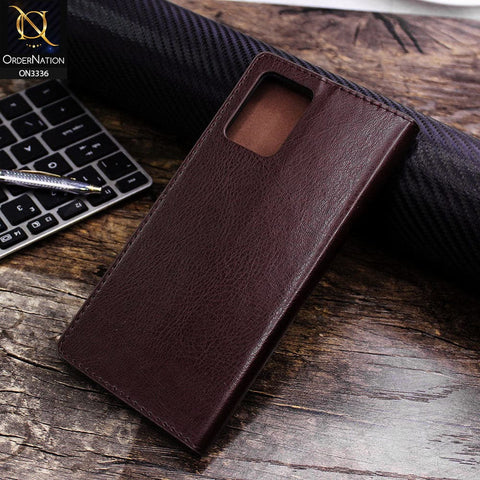 Vivo Y21g Cover - Dark Brown - Rich Boss Leather Texture Soft Flip Book Case