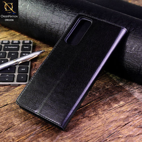 Vivo Y31 Cover - Black - Rich Boss Leather Texture Soft Flip Book Case