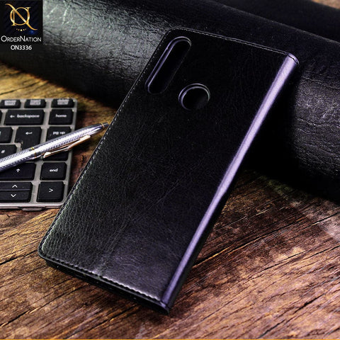 Huawei Y9 Prime 2019 Cover - Black - Rich Boss Leather Texture Soft Flip Book Case