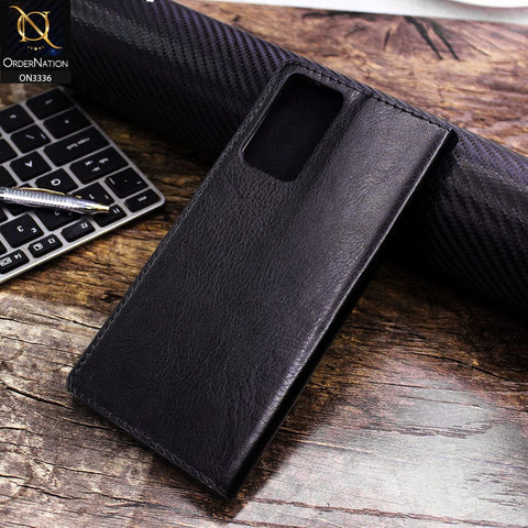 Infinix Zero X Neo Cover - Black - Rich Boss Leather Texture Soft Flip Book Case
