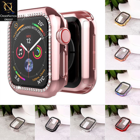 Apple Watch Series 7 (45mm) Cover - Rose Gold - Bling Rinestones Diamond Shiny Bumber Protector iWatch Case