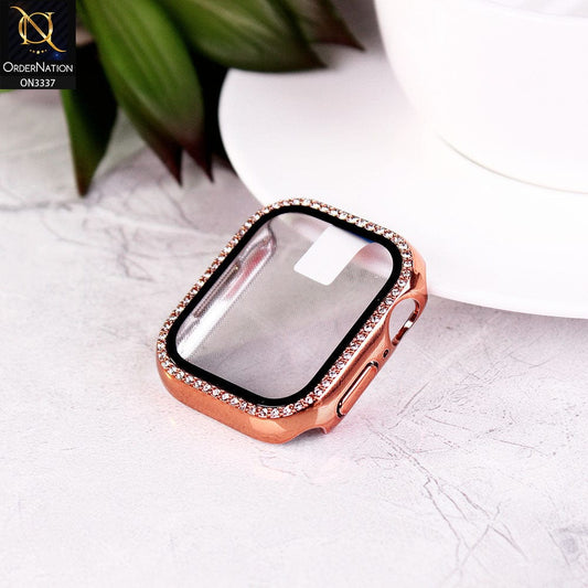 Apple Watch SE (44mm) Cover - Rose Gold - Bling Rinestones Diamond Shiny Bumber Protector iWatch Case