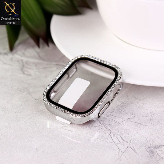 Apple Watch Series 7 (45mm) Cover - Silver- Bling Rinestones Diamond Shiny Bumber Protector iWatch Case