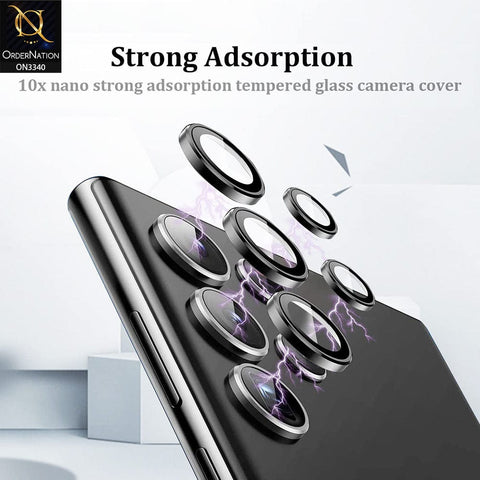 iPhone 12 Pro Protector - Silver - Aluminium Alloy Metal Tempered Glass Camera Protector