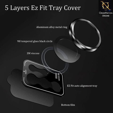 iPhone 12 Mini Protector - Black - Aluminium Alloy Metal Tempered Glass Camera Protector