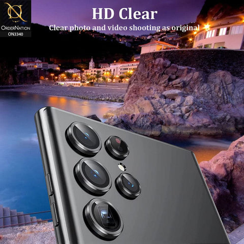 Samsung Galaxy S22 Ultra 5G Protector - Black - Aluminium Alloy Metal Tempered Glass Camera Protector