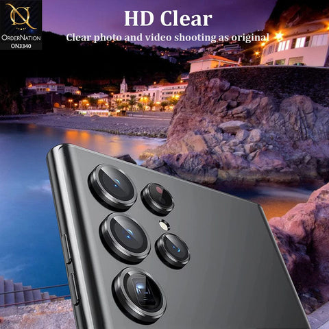 iPhone 12 Pro Protector - Black - Aluminium Alloy Metal Tempered Glass Camera Protector