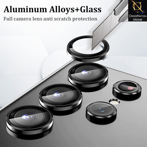 iPhone 12 Pro Protector - Silver - Aluminium Alloy Metal Tempered Glass Camera Protector
