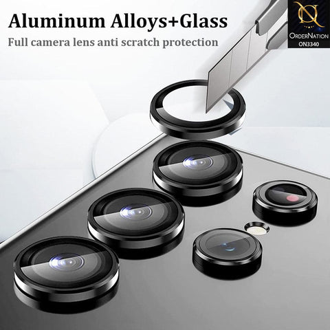 Samsung Galaxy S22 Ultra 5G Protector - Black - Aluminium Alloy Metal Tempered Glass Camera Protector