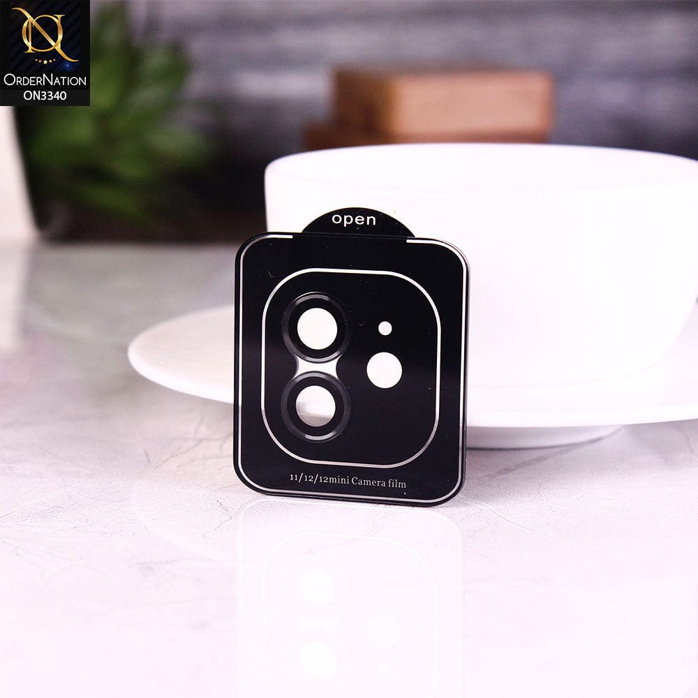iPhone 12 Mini Protector - Black - Aluminium Alloy Metal Tempered Glass Camera Protector