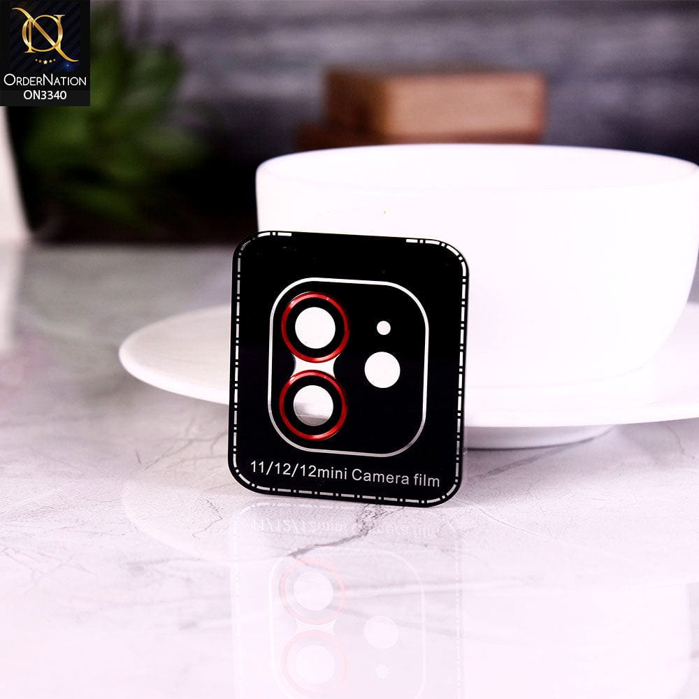 iPhone 12 Protector - Red - Aluminium Alloy Metal Tempered Glass Camera Protector