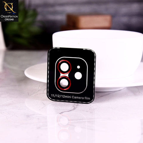 iPhone 12 Protector - Red - Aluminium Alloy Metal Tempered Glass Camera Protector