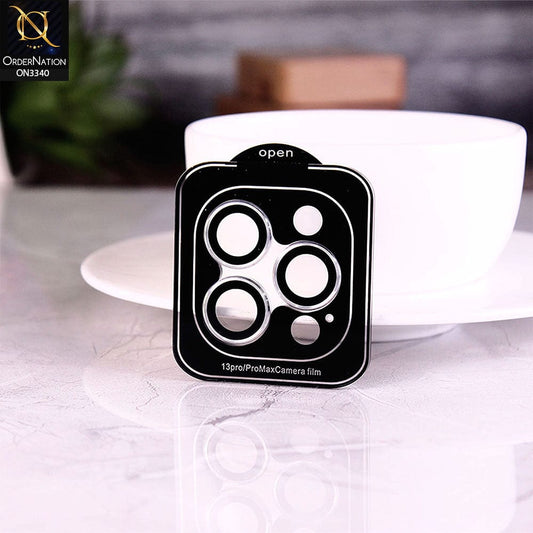 iPhone 12 Pro Protector - Silver - Aluminium Alloy Metal Tempered Glass Camera Protector