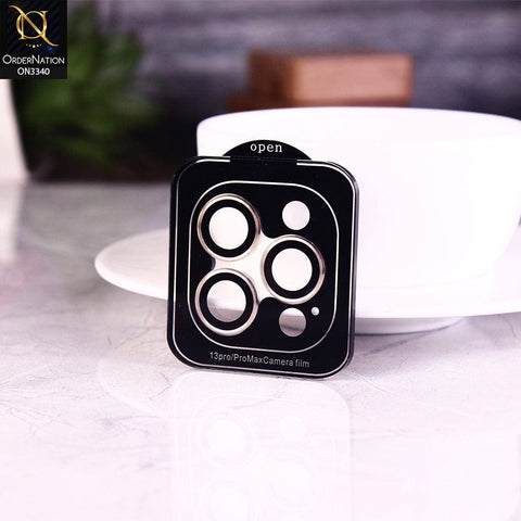 iPhone 12 Pro Max Protector - Golden - Aluminium Alloy Metal Tempered Glass Camera Protector