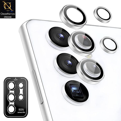 Samsung Galaxy S22 Ultra 5G Protector - Silver - Aluminium Alloy Metal Tempered Glass Camera Protector