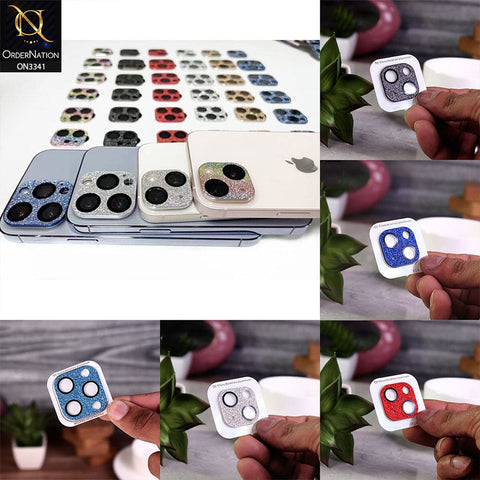 iPhone 13 Protector - Silver - Shiny Bling Glitter Tempered Glass Camera Lens Protector