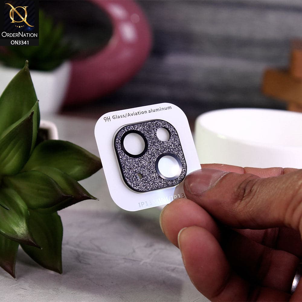 iPhone 13 Protector - Black - Shiny Bling Glitter Tempered Glass Camera Lens Protector