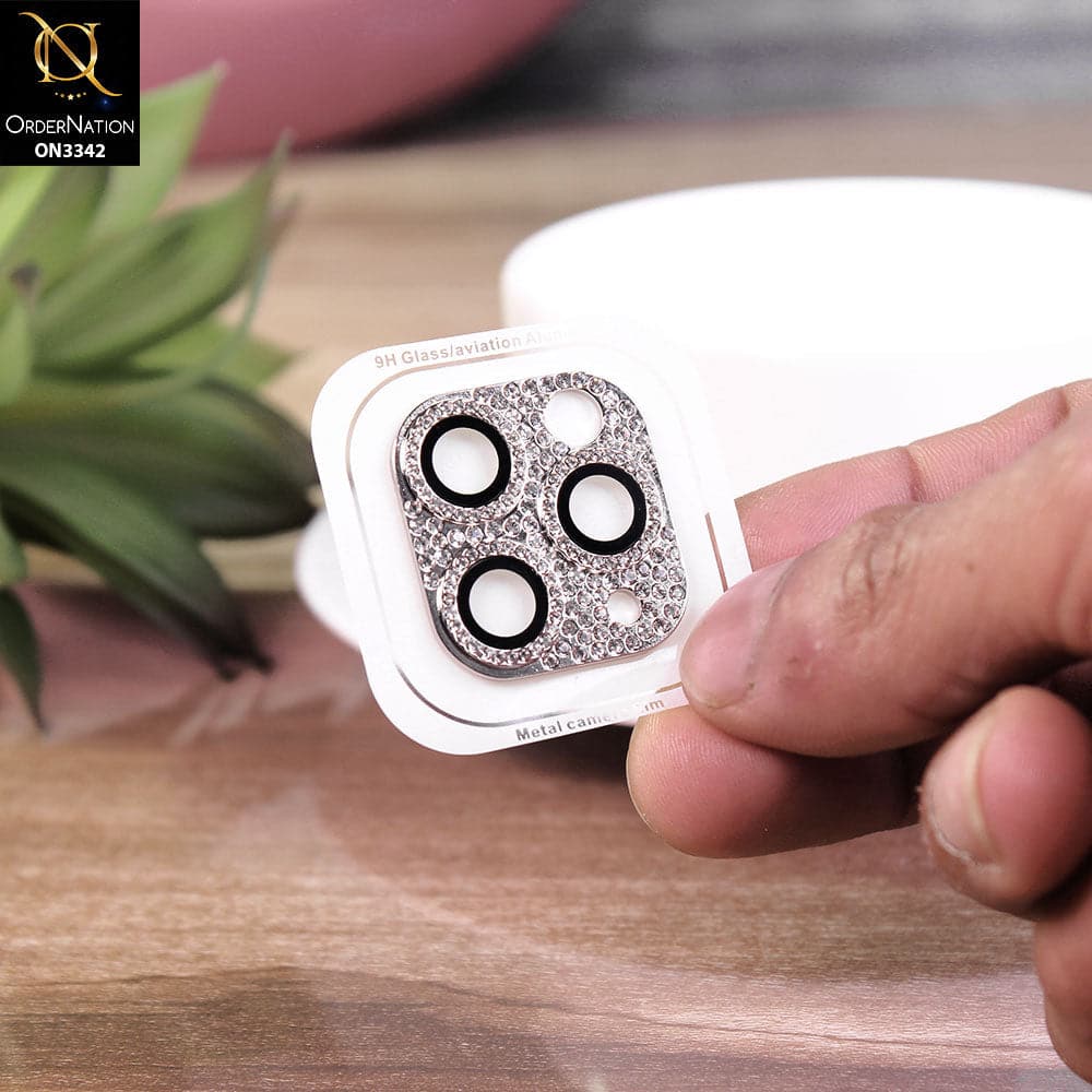 iPhone 11 Pro Max Protector - Silver - Bling Diamond Shockproof Camera Lens Protector
