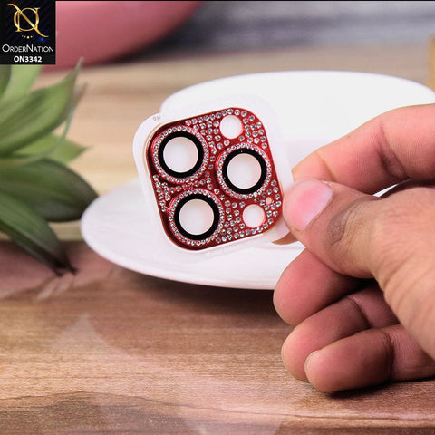 iPhone 13 Pro Protector - Red - Bling Diamond Shockproof Camera Lens Protector