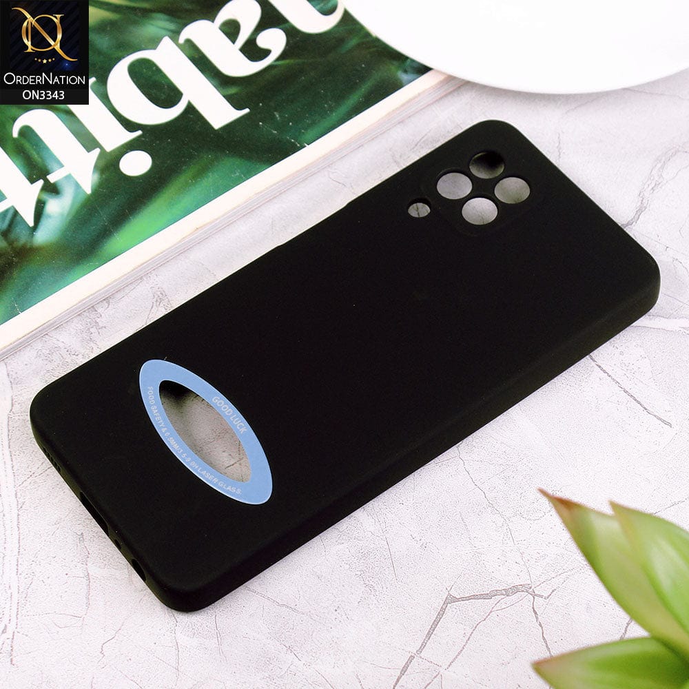 Samsung Galaxy A22 Cover - Black - New Soft Silicone Camera Protection Case with Good Luck Logo Hole