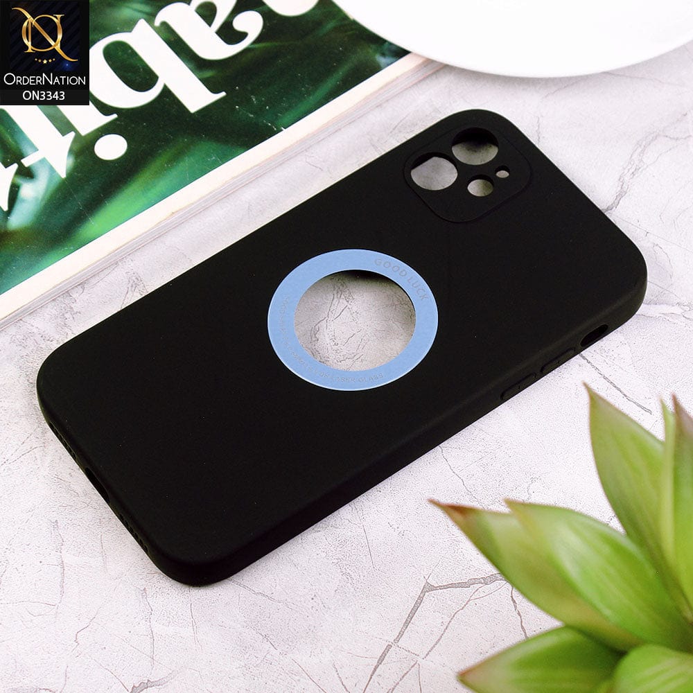 iPhone 11 Cover - Black - New Soft Silicone Camera Protection Case with Good Luck Logo Hole