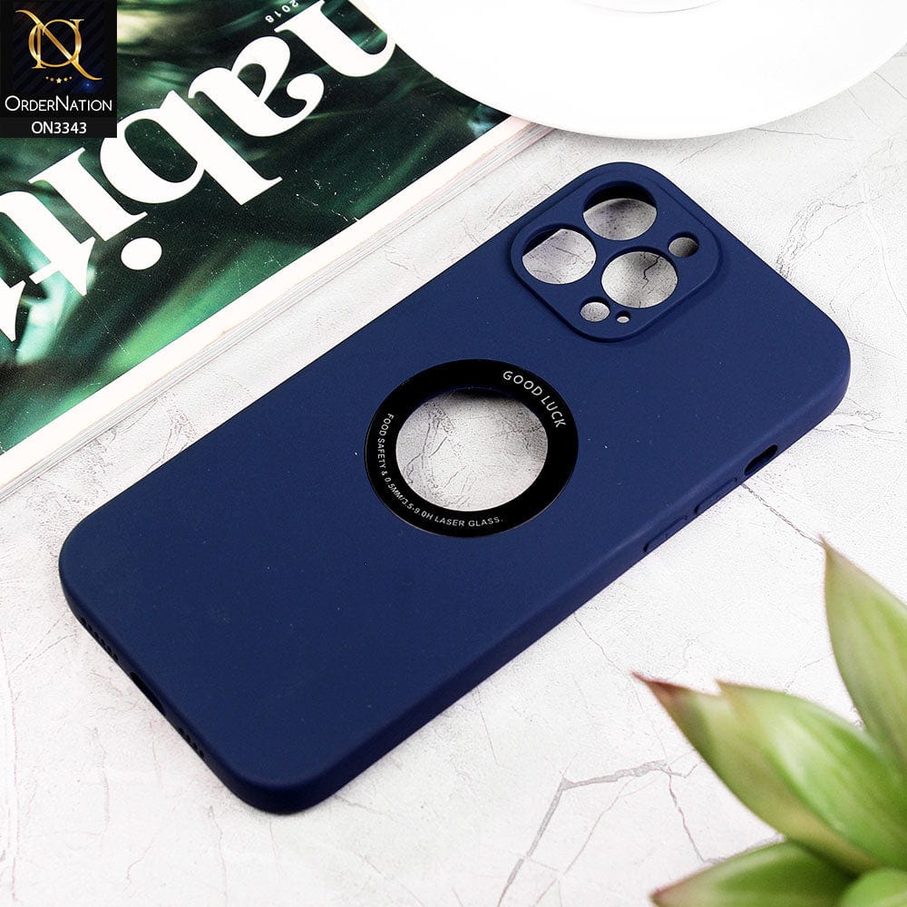 iPhone 12 Pro Max Cover - Blue - New Soft Silicone Camera Protection Case with Good Luck Logo Hole