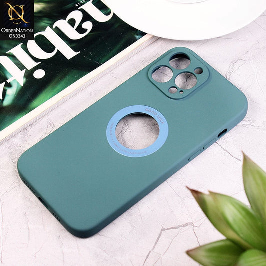 iPhone 13 Pro Cover - Green - New Soft Silicone Camera Protection Case with Good Luck Logo Hole