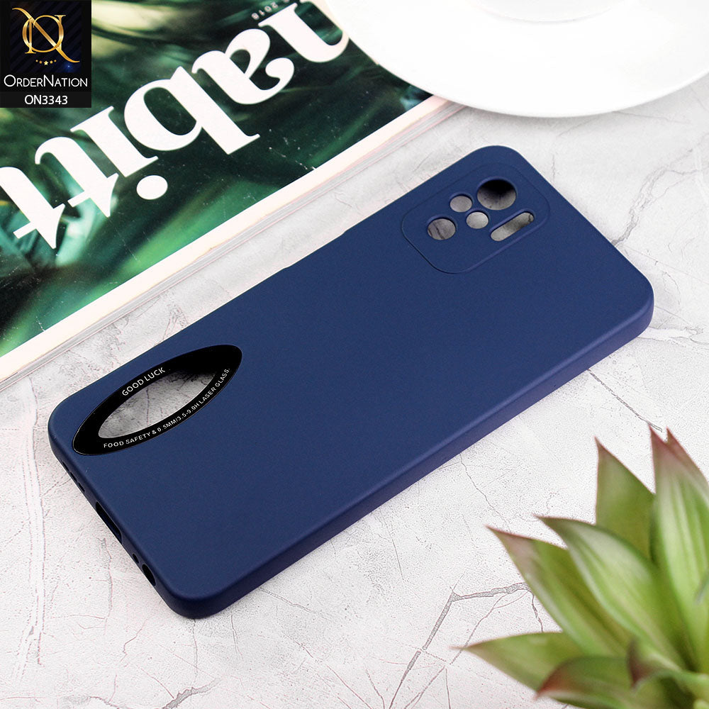 Xiaomi Redmi Note 10S Cover - Blue - New Soft Silicone Camera Protection Case with Good Luck Logo Hole