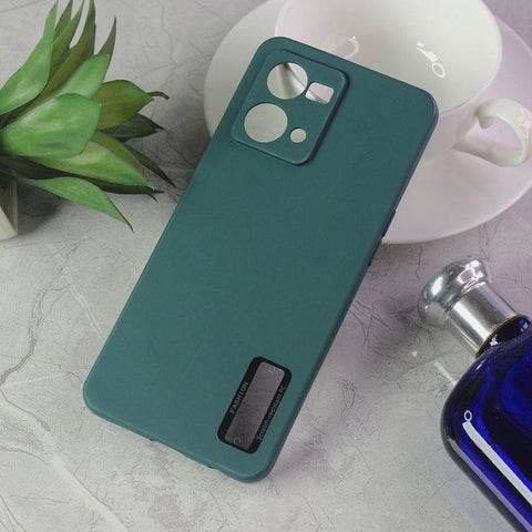 Oppo Reno 7 4G Cover - Green - New Soft Silicone Camera Protection Case with Good Luck Logo Hole
