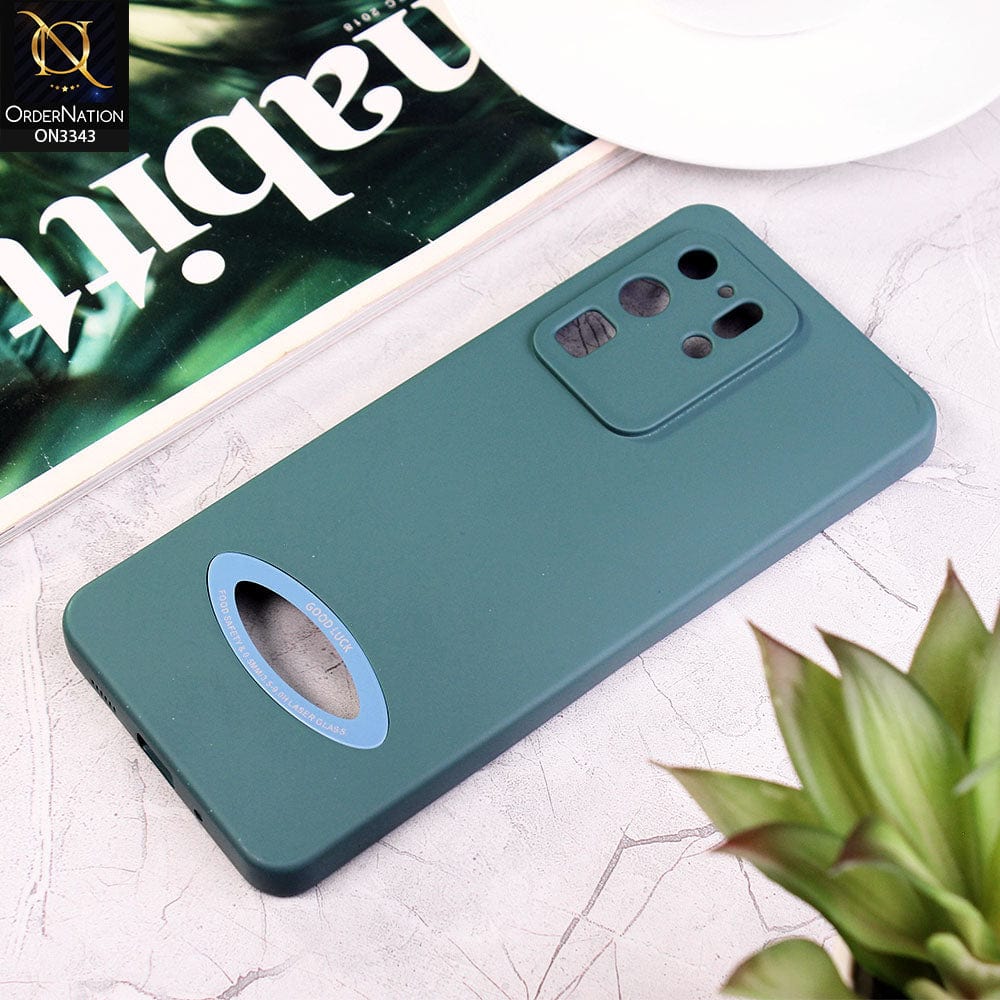Samsung Galaxy S20 Ultra Cover - Green - New Soft Silicone Camera Protection Case with Good Luck Logo Hole