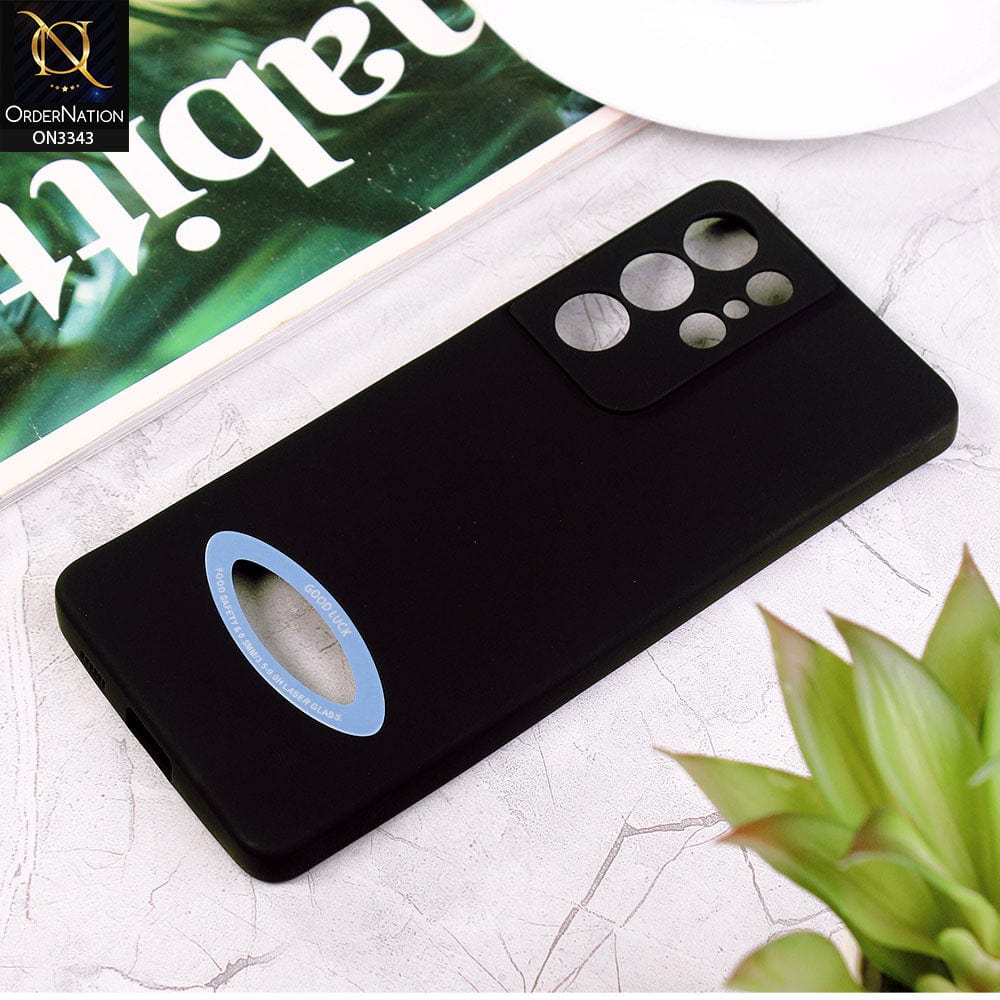 Samsung Galaxy S21 Ultra 5G Cover - Black - New Soft Silicone Camera Protection Case with Good Luck Logo Hole